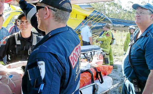 RACQ CareFlight staff on scene at Amiens on Saturday afternoon. RACQ CareFlight staff on scene at Amiens on Saturday afternoon.
