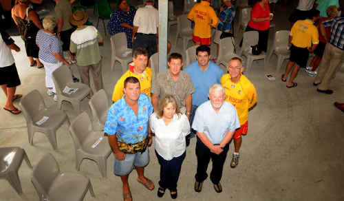 The official opening of the Minnie Water-Wooli Surf Life Saving club house took place on Sunday with a crowd of more than 100 people. (Back row from left) Brad Neill, Luke Hartsuyker, Richie Williamson and Tony Benfield. (Front row from left) Doug Jones, Kerry Clancy and Tony Haven. The official opening of the Minnie Water-Wooli Surf Life Saving club house took place on Sunday with a crowd of more than 100 people. (Back row from left) Brad Neill, Luke Hartsuyker, Richie Williamson and Tony Benfield. (Front row from left) Doug Jones, Kerry Clancy and Tony Haven.