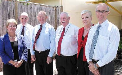 New Wide Bay Water Corporation chairman Leith Boully (front) meets her fellow board members for the first time. Don Marples (from left), Garry Storch, WBWC CEO Tim Waldron, Susan Rankin and Ian Klug. Megan Houghton will join in June. New Wide Bay Water Corporation chairman Leith Boully (front) meets her fellow board members for the first time. Don Marples (from left), Garry Storch, WBWC CEO Tim Waldron, Susan Rankin and Ian Klug. Megan Houghton will join in June.