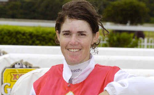 Jockey Emily Kehoe after riding two winners at Lismore Turf Club’s Tradies Day on Saturday. Jockey Emily Kehoe after riding two winners at Lismore Turf Club’s Tradies Day on Saturday.