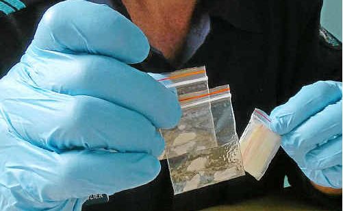 Senior Constable Blane Crozier conducts forensic analysis on the weekend’s drug seizure. Senior Constable Blane Crozier conducts forensic analysis on the weekend’s drug seizure.