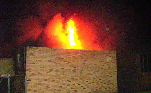 Nearby residents Rhonda and Mick Hurst’s photo of the South Grafton pool fire. Nearby residents Rhonda and Mick Hurst’s photo of the South Grafton pool fire.