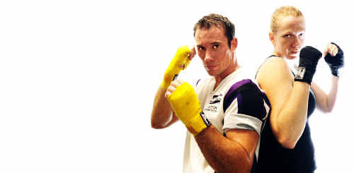 Josh Nagle and Joanne Hunt prepare for fights on Saturday in Nambucca Heads. Josh Nagle and Joanne Hunt prepare for fights on Saturday in Nambucca Heads.