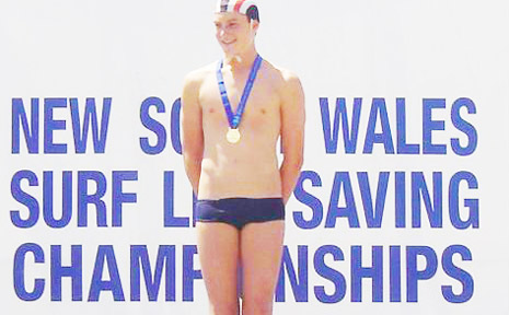 Byron Bay’s Joshua Brown on the dais at the State junior titles with his gold medal. Byron Bay’s Joshua Brown on the dais at the State junior titles with his gold medal.
