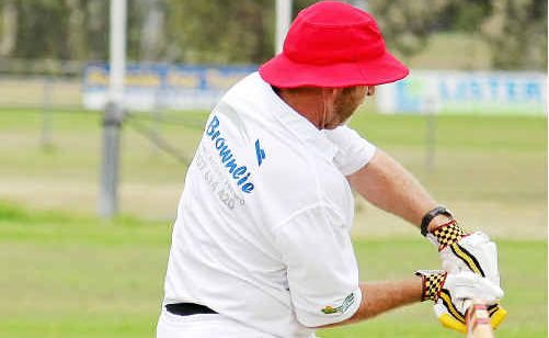 Neil Fearby hits out for Inglewood against Warwick Hotel Colts last Sunday. Neil Fearby hits out for Inglewood against Warwick Hotel Colts last Sunday.