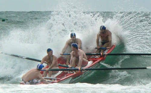 The Evans Head-Casino reserve boat crew of, from left, Peter Hickey, Trent Brown, Kiel Handcock, Nick Rose and Danny Lickiss, on the way to a gold medal at the Queensland State championships at Kurrawa Beach. The Evans Head-Casino reserve boat crew of, from left, Peter Hickey, Trent Brown, Kiel Handcock, Nick Rose and Danny Lickiss, on the way to a gold medal at the Queensland State championships at Kurrawa Beach.