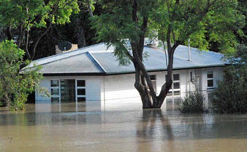 This house on the corner of Hutt Street and The Terrace in St George copped the brunt of the flooding. This house on the corner of Hutt Street and The Terrace in St George copped the brunt of the flooding.