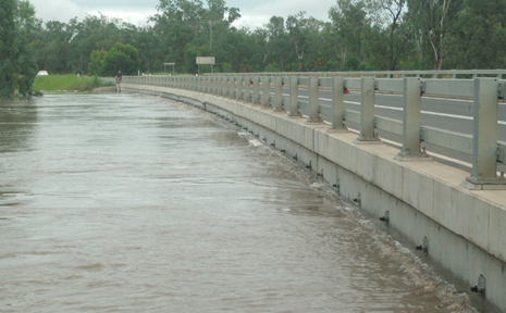 RISING: The Dawson River lapping at the bridge near Theodore on Saturday, which has since gone over abouyt 100mm over the bridge. RISING: The Dawson River lapping at the bridge near Theodore on Saturday, which has since gone over abouyt 100mm over the bridge.
