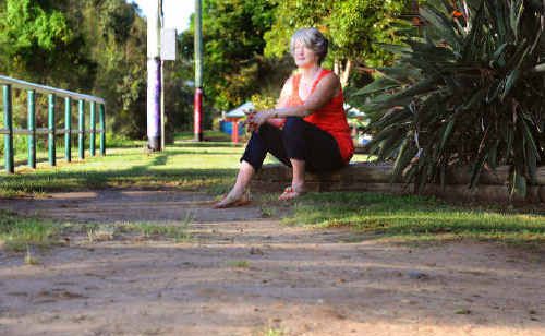 Judith Little looks at some of the bare and damaged areas of the Maclean Boulevard. Judith Little looks at some of the bare and damaged areas of the Maclean Boulevard.