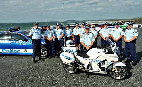 Some of the police assembling here to target risky driving behaviour during Operation Cross. Some of the police assembling here to target risky driving behaviour during Operation Cross.