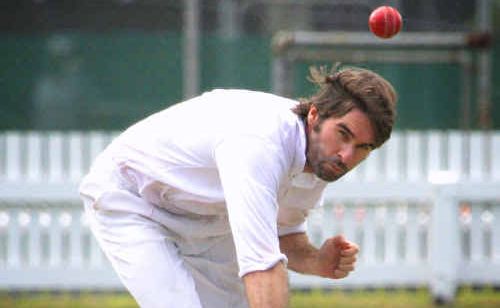 Westlawn opening bowler Matt Lobsey sends a quick delivery in the match against Harwood at Ellem Oval. Westlawn opening bowler Matt Lobsey sends a quick delivery in the match against Harwood at Ellem Oval.