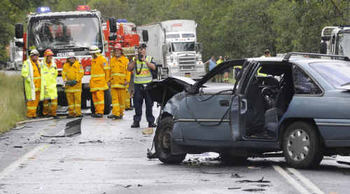 The highway collision near Tabbimoble on Friday in which two people died. The highway collision near Tabbimoble on Friday in which two people died.