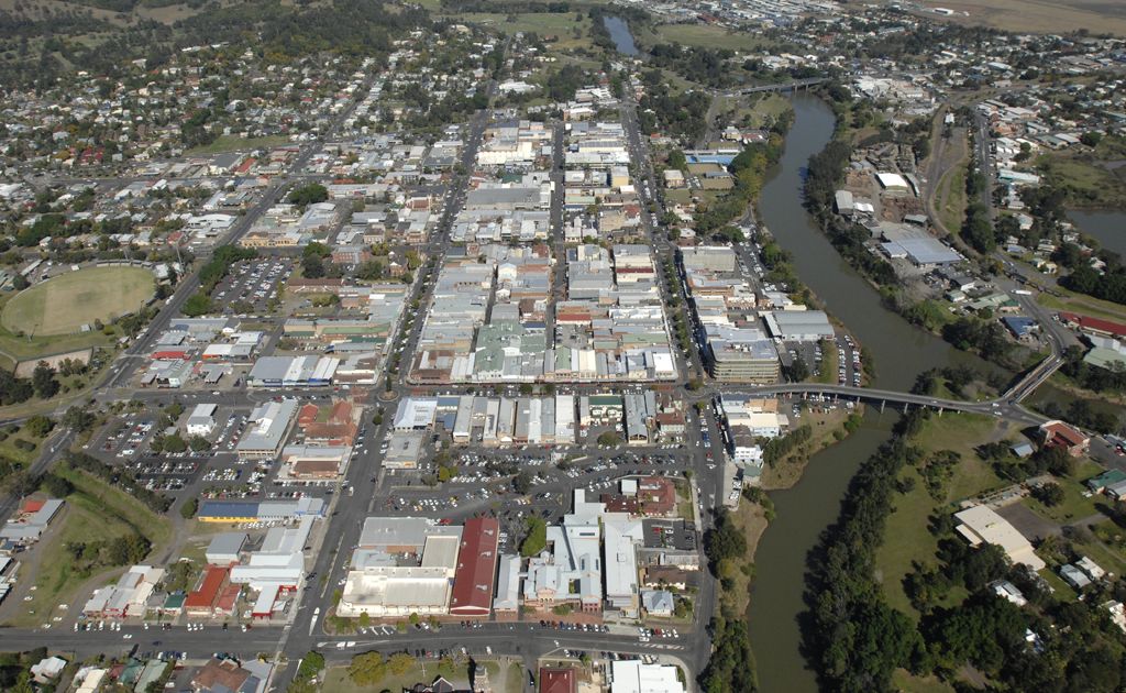 Lismore CBD from the air Lismore CBD from the air
