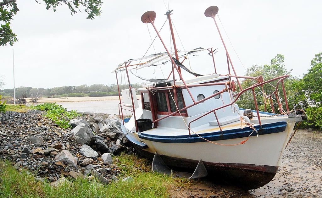 This boat was washed up on the bank near the Bucasia Boat Ramp. This boat was washed up on the bank near the Bucasia Boat Ramp.