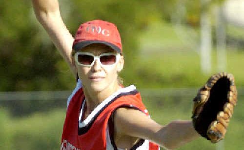 Striking pose: Workers Condors pitcher Carlie Walker in the preliminary final against Dodgers Devils on Saturday. Striking pose: Workers Condors pitcher Carlie Walker in the preliminary final against Dodgers Devils on Saturday.