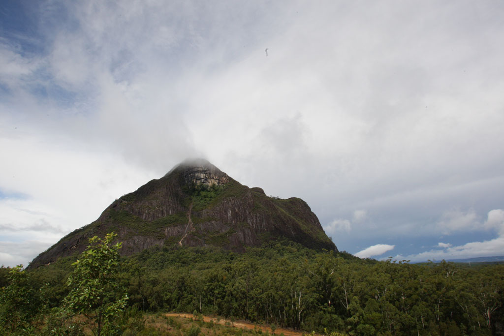 Mount Beerwah in Glasshouse Mountains National Park. Mount Beerwah in Glasshouse Mountains National Park.