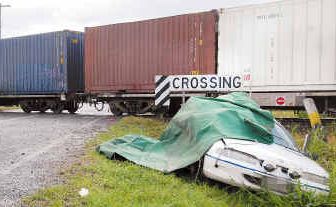 An Oakenden woman died when the Commodore she was driving and a freight train collided just south of Mackay yesterday. An Oakenden woman died when the Commodore she was driving and a freight train collided just south of Mackay yesterday.