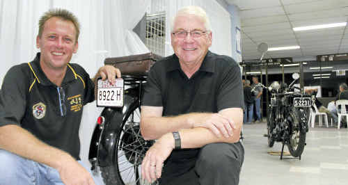 Great dinner: AJS Motorcycles 100-year anniversary rally organiser John Wellings with the great-grandson of the founder of the company, Colin Stevens. Great dinner: AJS Motorcycles 100-year anniversary rally organiser John Wellings with the great-grandson of the founder of the company, Colin Stevens.