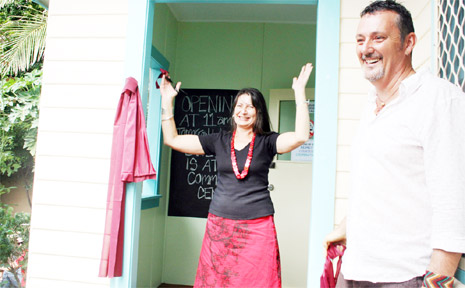 Byron Mayor Cr Jan Barham and manager of the Byron Bay Community Centre Paul Spooner celebrate the opening of the Fletcher Street Cottage. Byron Mayor Cr Jan Barham and manager of the Byron Bay Community Centre Paul Spooner celebrate the opening of the Fletcher Street Cottage.