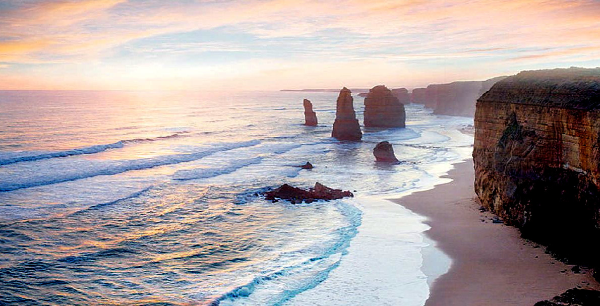 The sun sets over the 12 Apostles on the Great Ocean Road. The sun sets over the 12 Apostles on the Great Ocean Road.