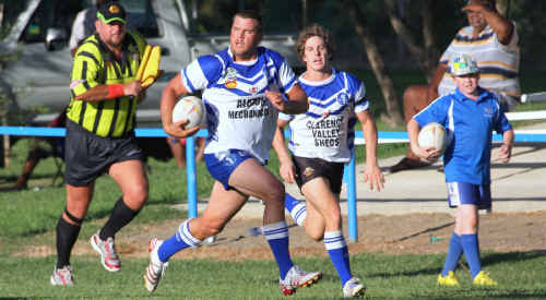 Runaway train: Grafton’s star Danny Wicks breaks through the defence against Kyogle Turkeys at McGuren Oval on Saturday. Runaway train: Grafton’s star Danny Wicks breaks through the defence against Kyogle Turkeys at McGuren Oval on Saturday.