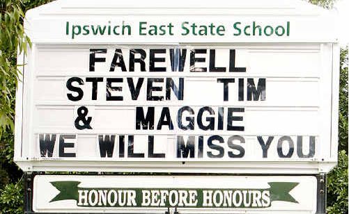 Ipswich East State School’s tribute to the Halliwell family that died in a tragic car accident on Monday. Ipswich East State School’s tribute to the Halliwell family that died in a tragic car accident on Monday.