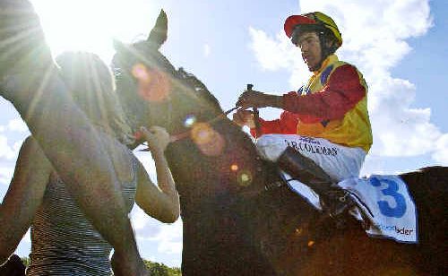 WINNER: Jockey Darron Coleman enters the mounting yard on-board Yass River at yesterday. WINNER: Jockey Darron Coleman enters the mounting yard on-board Yass River at yesterday.