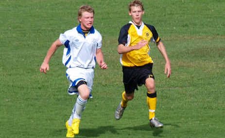 Sprint finish: Grafton City’s Shannon Connor races to the ball against Westlawn in the Third Division. Sprint finish: Grafton City’s Shannon Connor races to the ball against Westlawn in the Third Division.