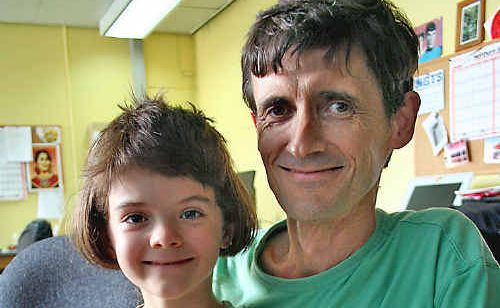 Martyn Fox, with son Jasper, has done a portrait of his friend, the late Geoff Moxham, who died on his Terania Creek property last August. Martyn Fox, with son Jasper, has done a portrait of his friend, the late Geoff Moxham, who died on his Terania Creek property last August.