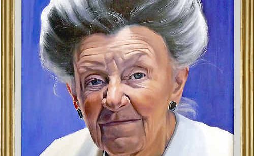 Paul deGrey Bashford’s portrait of Rosemary Bashford entitled That Lady with the Hair. Paul deGrey Bashford’s portrait of Rosemary Bashford entitled That Lady with the Hair.