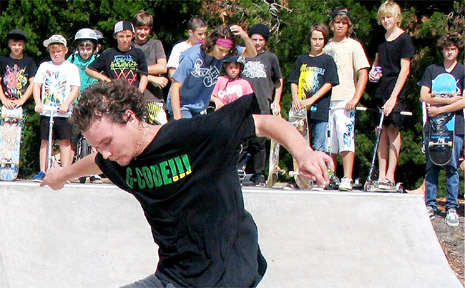 Flying high in the streetscape section at the official opening of the Brunswick Heads Skate Park last Sunday. Flying high in the streetscape section at the official opening of the Brunswick Heads Skate Park last Sunday.