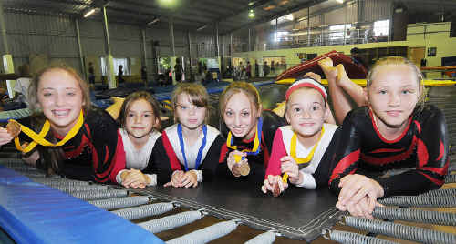 Tumbling for success: Mikaela Cleary, Rhiannon Cox, Dannika-Lee Lyon, Teagan Cleary, Mary-Helen Buchan and Teneal Roache took it to the bigger Brisbane clubs in recent competition. Tumbling for success: Mikaela Cleary, Rhiannon Cox, Dannika-Lee Lyon, Teagan Cleary, Mary-Helen Buchan and Teneal Roache took it to the bigger Brisbane clubs in recent competition.
