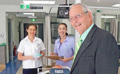 Third year student Miffy Pollard and Fresenius registered nurse Anita White with CEO of St Vincent’s Hospital, Bob Walsh, in the new renal dialysis unit. Third year student Miffy Pollard and Fresenius registered nurse Anita White with CEO of St Vincent’s Hospital, Bob Walsh, in the new renal dialysis unit.