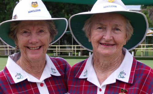 Bowls’ winning duo can’t hide their delight. Bowls’ winning duo can’t hide their delight.