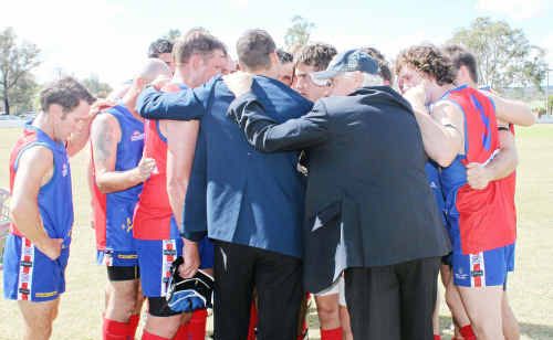 The Warwick Redbacks get fired up before their match against Goondiwindi Hawks on Saturday by veteran of seven months service in Iraq Sergeant Greg Woodward and Colin Pope, veteran for service in Vietnam, Borneo and Malaya. The Warwick Redbacks get fired up before their match against Goondiwindi Hawks on Saturday by veteran of seven months service in Iraq Sergeant Greg Woodward and Colin Pope, veteran for service in Vietnam, Borneo and Malaya.