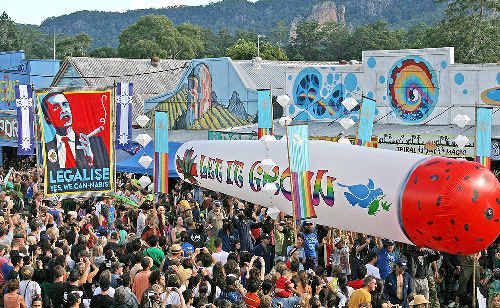 Part of the crowd at last year’s Nimbin MardiGrass parade. Part of the crowd at last year’s Nimbin MardiGrass parade.