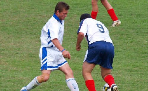 Grafton City Rhinos player Lee Stutt (left) tackles Nambucca. Grafton City Rhinos player Lee Stutt (left) tackles Nambucca.