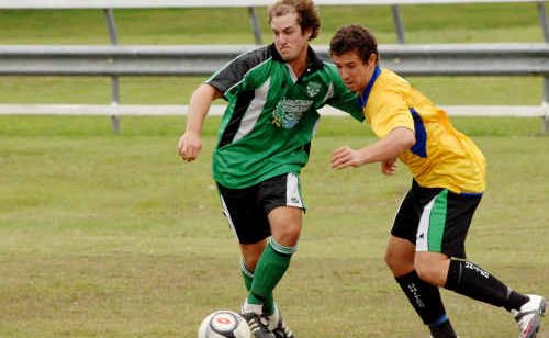 Maclean’s Brad Corbett is action in the Northern NSW Football 2010 Solo Cup at Maclean Showground. Maclean’s Brad Corbett is action in the Northern NSW Football 2010 Solo Cup at Maclean Showground.