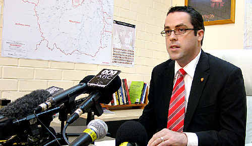 Aidan McLindon speaks to the media after resigning from the Liberal National Party along with Rob Messenger. Aidan McLindon speaks to the media after resigning from the Liberal National Party along with Rob Messenger.
