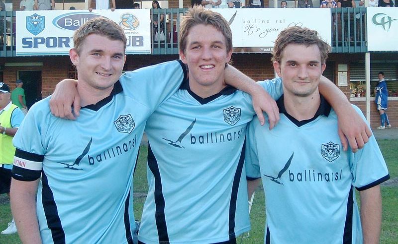 FAMILY TIES: Dane (left), Liam and Ryan Seymour are playing for Ballina in premier division soccer this season. FAMILY TIES: Dane (left), Liam and Ryan Seymour are playing for Ballina in premier division soccer this season.