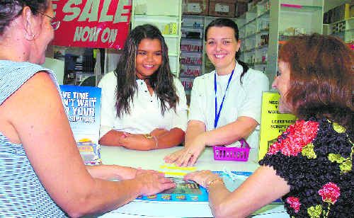 Kadina High School student Cherece Close (second from left) with Connect project officer Cassie Ryan (left), Chemist Warehouse pharmacist Anna Nipperess and Federal Member for Page Janelle Saffin at the Chemist warehouse in Goonellabah. Kadina High School student Cherece Close (second from left) with Connect project officer Cassie Ryan (left), Chemist Warehouse pharmacist Anna Nipperess and Federal Member for Page Janelle Saffin at the Chemist warehouse in Goonellabah.