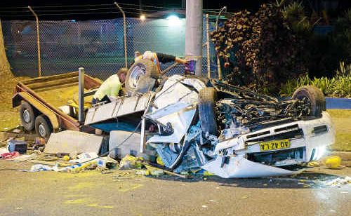 The damaged vehicle. The damaged vehicle.