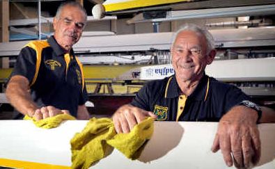 Pulling together: Grafton Rowing Club stalwarts Greg Thompson and Ken Maughan getting ready for the Masters this week. Pulling together: Grafton Rowing Club stalwarts Greg Thompson and Ken Maughan getting ready for the Masters this week.