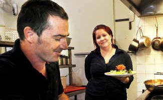 Cheesed-off: Stuart Campbell and Angelica Samut, owner-operators of Hummingbird Bistro at the Freemasons Hotel in Nimbin, busy in their kitchen. Cheesed-off: Stuart Campbell and Angelica Samut, owner-operators of Hummingbird Bistro at the Freemasons Hotel in Nimbin, busy in their kitchen.