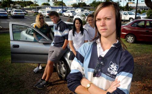 Phoebe Cooper-Jackson and in the background Vivienne Nichols, Edward McGrath, Kerry McMullan, Briony at Grafton High Schools. Phoebe Cooper-Jackson and in the background Vivienne Nichols, Edward McGrath, Kerry McMullan, Briony at Grafton High Schools.