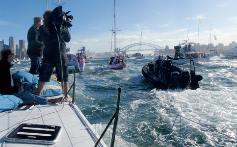 The view from the deck of Merit as record breaking 16-year-old Jessica Watson sailed into Sydney Harbour to complete her epic solo round the world voyage on Saturday. The view from the deck of Merit as record breaking 16-year-old Jessica Watson sailed into Sydney Harbour to complete her epic solo round the world voyage on Saturday.