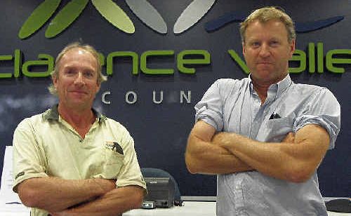 Bevan Pugh, left, and Martyn Swain are the leading soldiers in the Clarence Valley Council’s war on the Indian myna. Bevan Pugh, left, and Martyn Swain are the leading soldiers in the Clarence Valley Council’s war on the Indian myna.