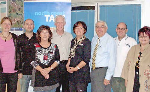 Emily Oquist, Mark Gasson, Kaylene Chamberlain, Mark Jewell, Julia Drury, Lismore MP Thomas George, Declan Hart and Linda Bradbury. Emily Oquist, Mark Gasson, Kaylene Chamberlain, Mark Jewell, Julia Drury, Lismore MP Thomas George, Declan Hart and Linda Bradbury.