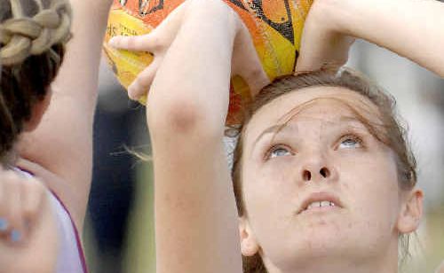 TAYLOR YATES shoots for goal for St Mary’s in the Beef Week Challenge Trophy netball. TAYLOR YATES shoots for goal for St Mary’s in the Beef Week Challenge Trophy netball.