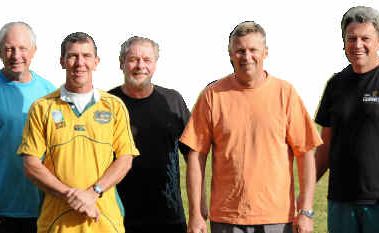 Touch originals: From left, Steve Llewellyn, Tony Wells, Peter Cairns, Doug Hughes and Barry Livermore. The five are all from the first-ever matches 25 years ago. Touch originals: From left, Steve Llewellyn, Tony Wells, Peter Cairns, Doug Hughes and Barry Livermore. The five are all from the first-ever matches 25 years ago.